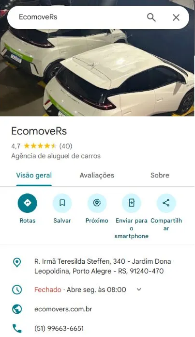 Perfil da EcomoveRs no Google Maps
